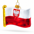 Waving Flag of Poland Glass Christmas Ornament