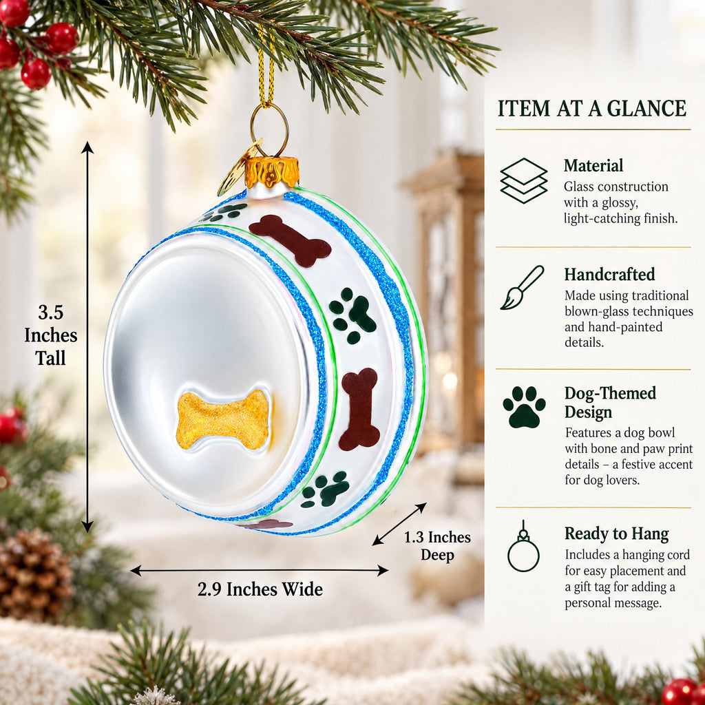 Bowl White Bone Glass Christmas Ornament