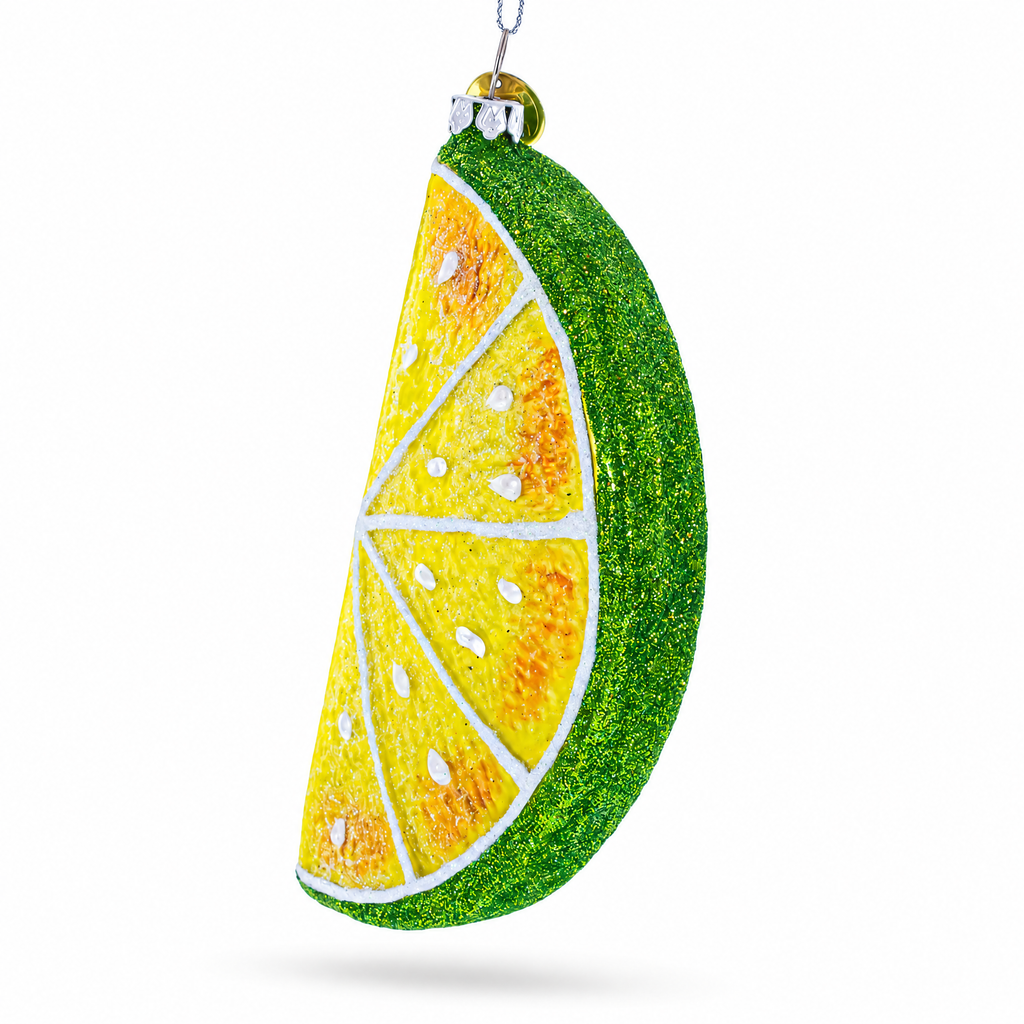 Slice of Lime Glass Christmas Ornament
