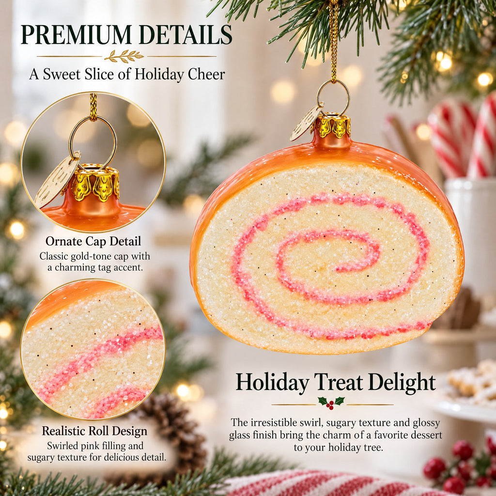 Cake Roll Glass Christmas Ornament