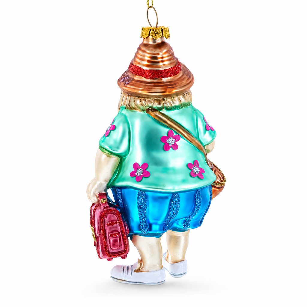 Santa the Traveler Glass Christmas Ornament