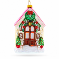 Decorated House Glass Christmas Ornament