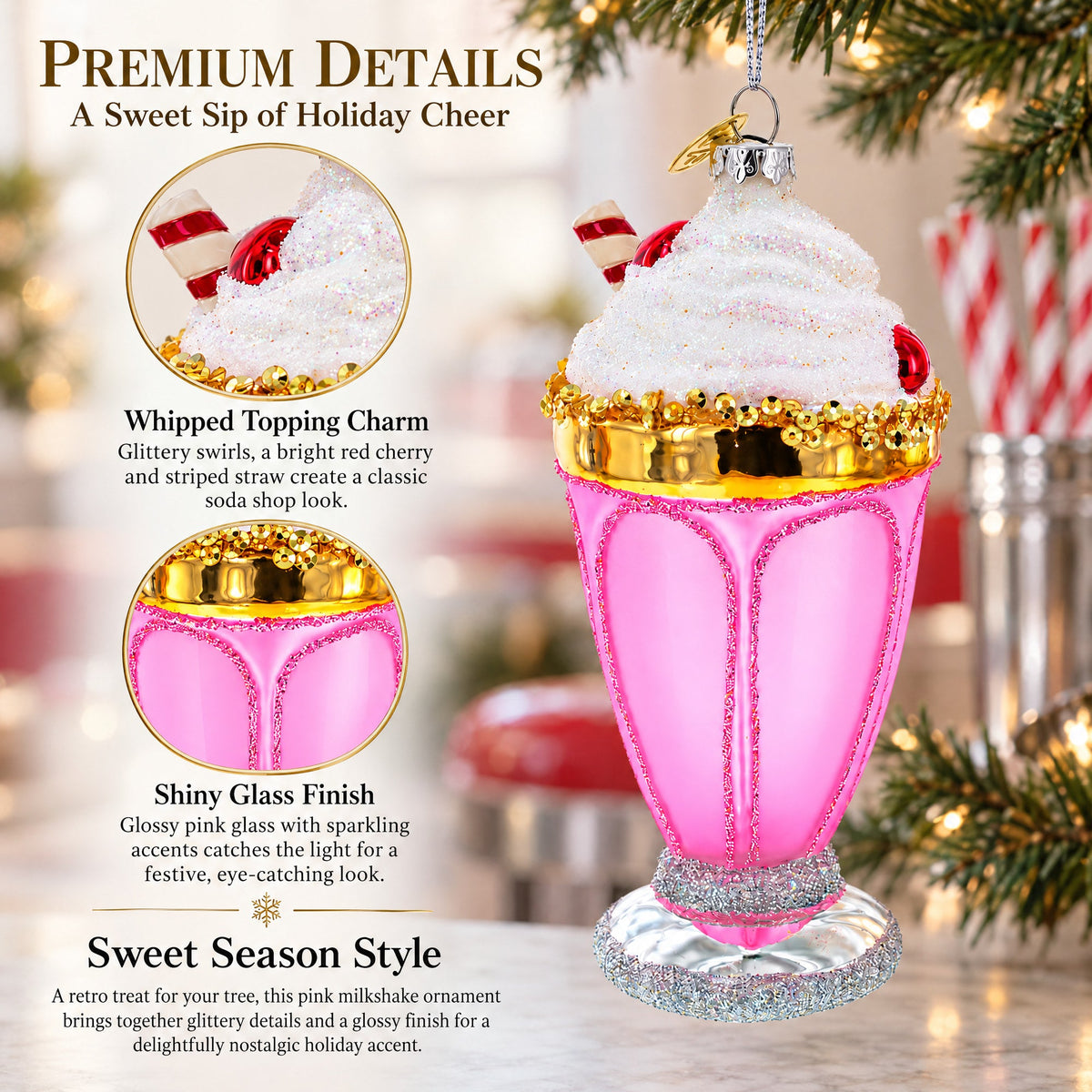 Pink Glass Shake Glass Christmas Ornament