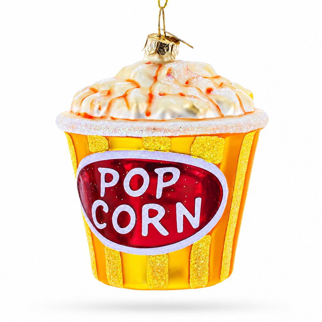 Popcorn Bucket Glass Christmas Ornament