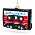 Audio Tape Cassette Glass Christmas Ornament