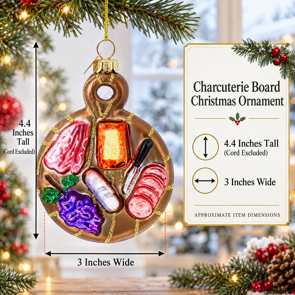 Charcuterie Board Glass Christmas Ornament