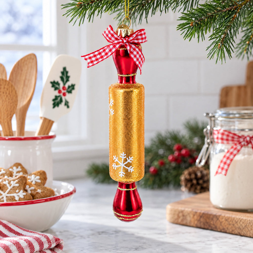 Rolling Pin Glass Christmas Ornament
