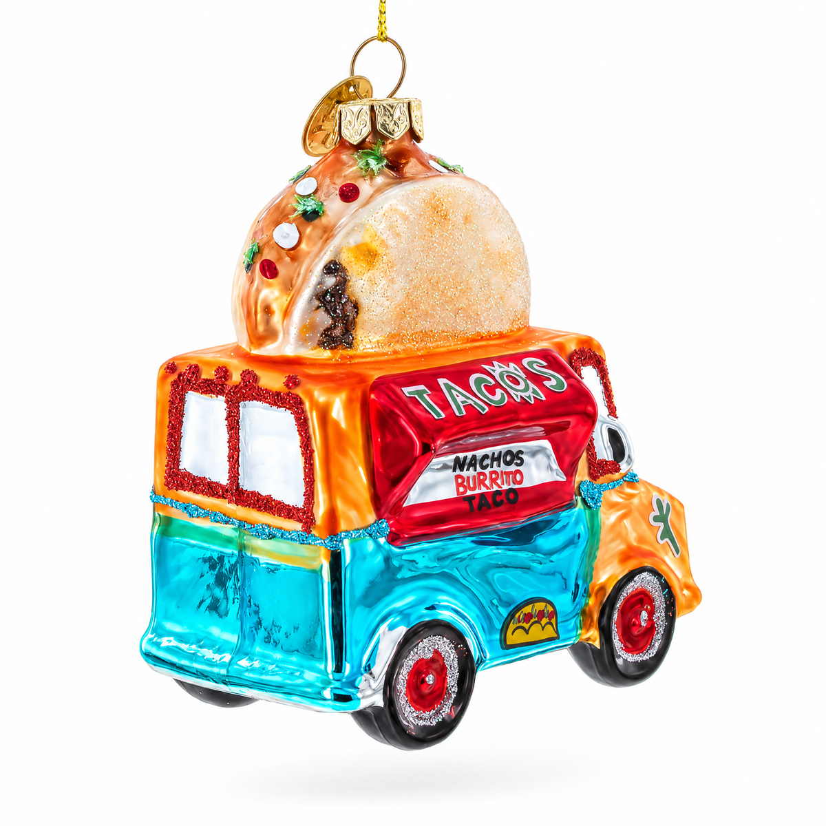 Taco Truck Glass Christmas Ornament