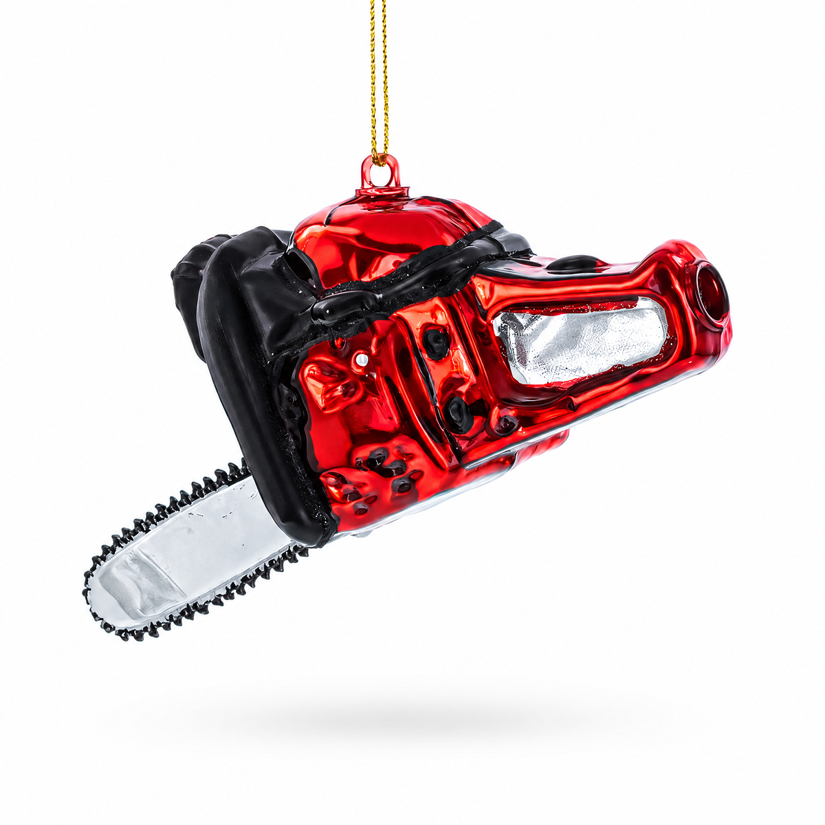 Rustic Chainsaw Glass Christmas Ornament
