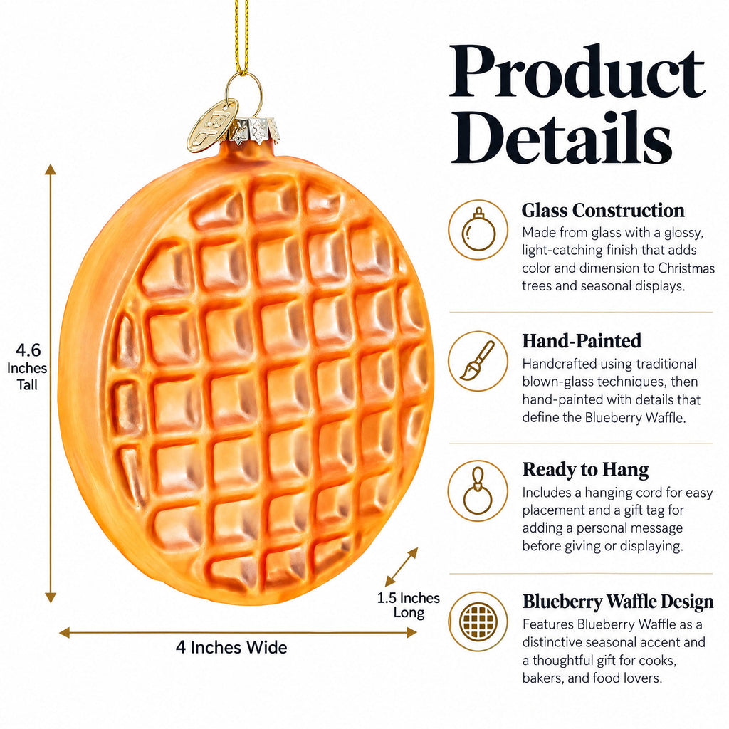 Blueberry Waffle Glass Christmas Ornament
