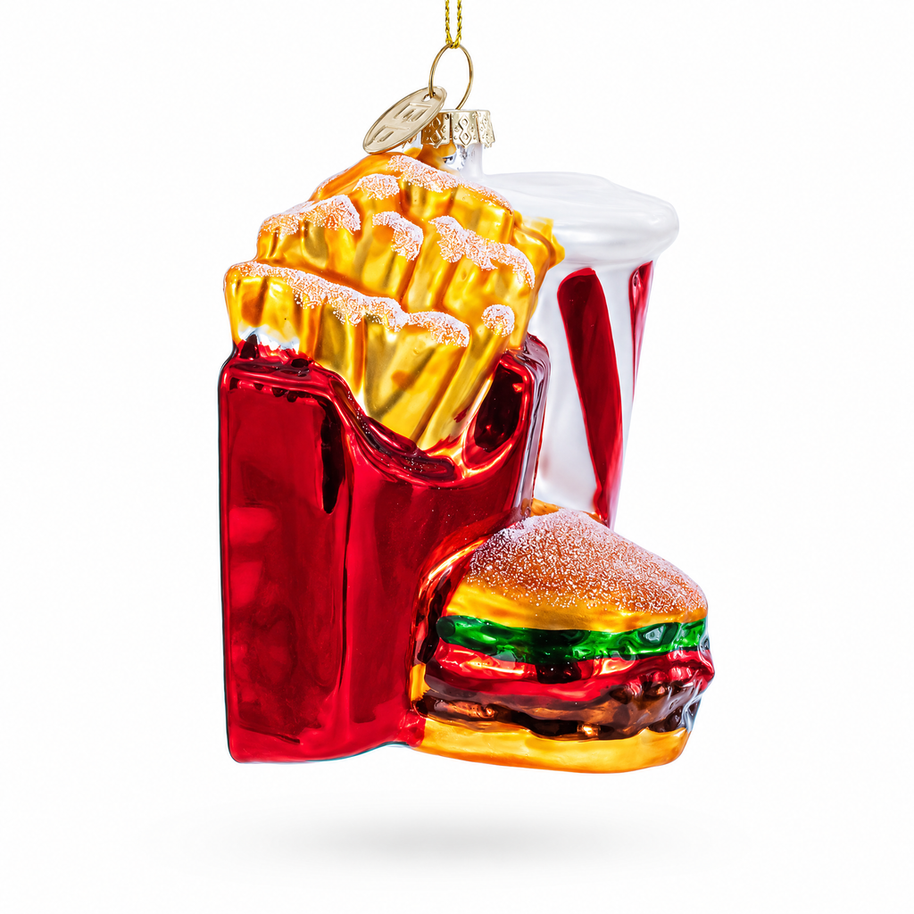Fast Food Meal Combo Glass Christmas Ornament