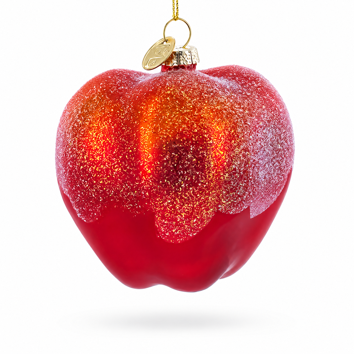 Red Apple Half with Seeds Glass Christmas Ornament