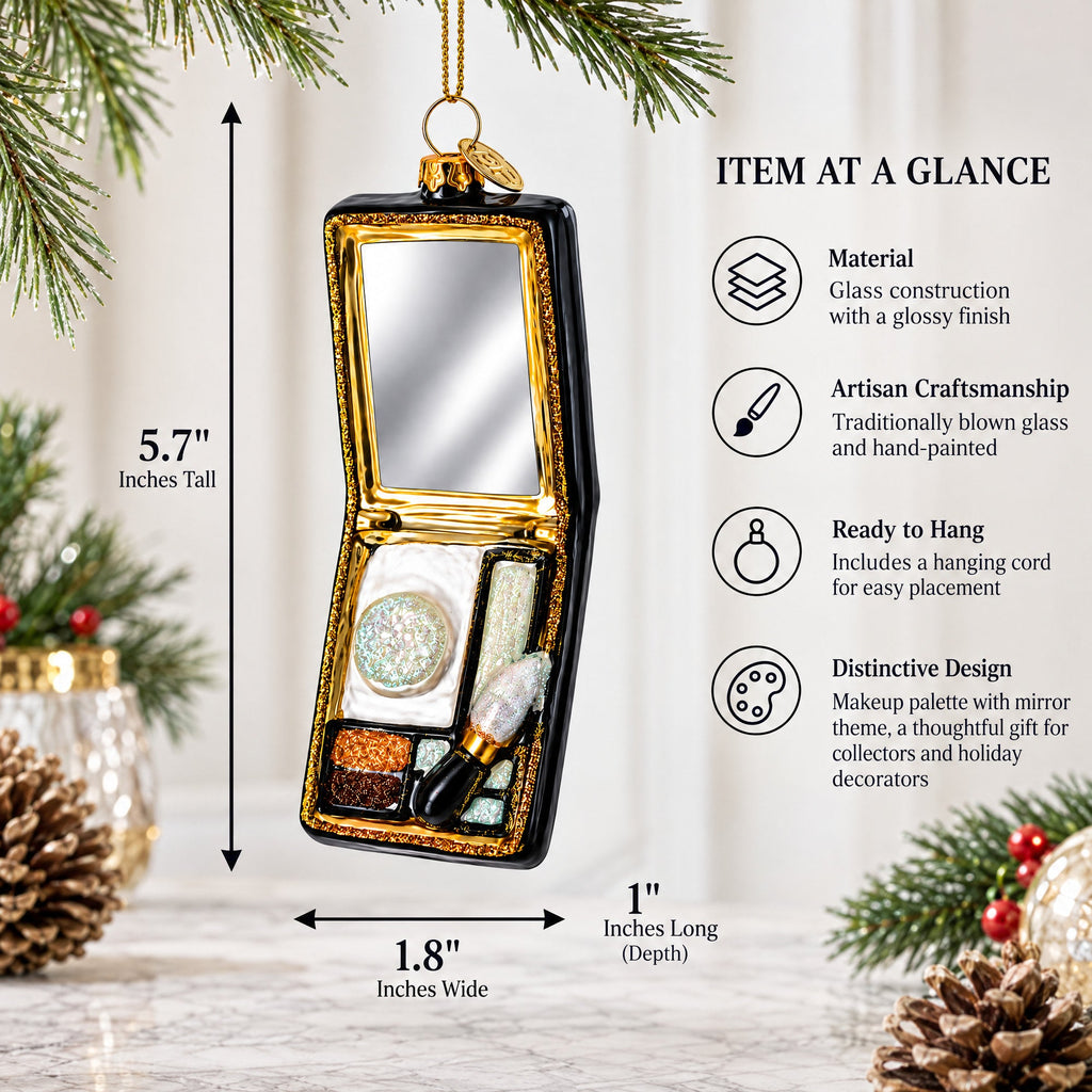 Makeup Palette with Mirror Glass Christmas Ornament