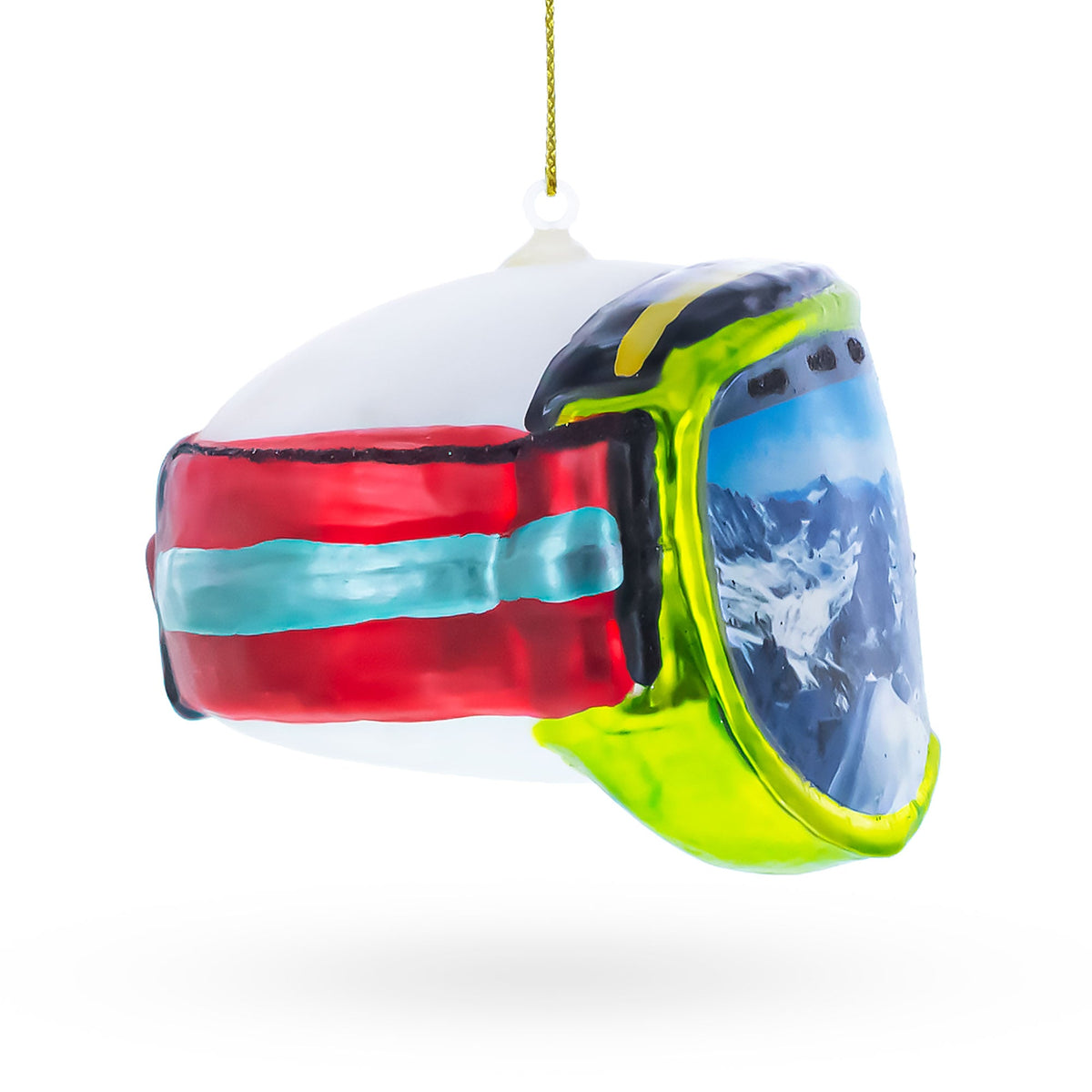 Mountain View Ski Goggles Glass Christmas Ornament