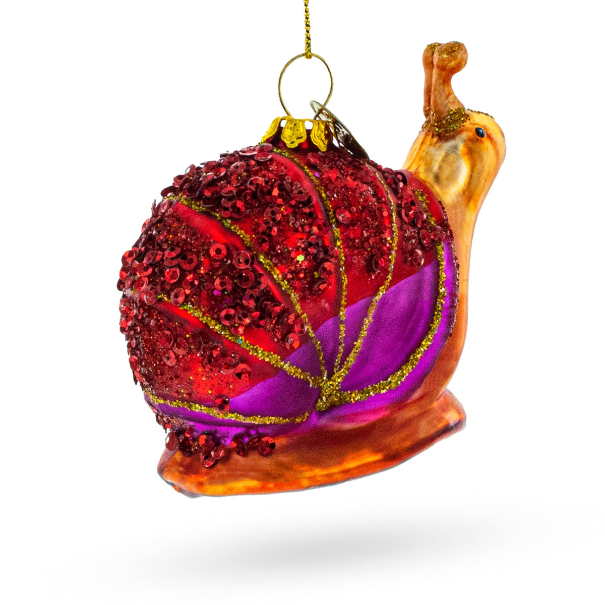 Sequined Snail Glass Christmas Ornament