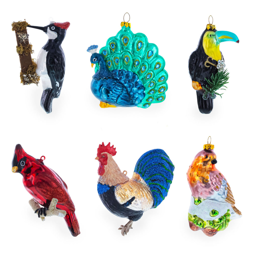 Chickadee Bird on Snowy Branch Glass Christmas Ornament