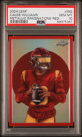 Graded 2024 Leaf Caleb Williams #MI2 Metallic Imaginations Red #/199 Rookie RC Football Card PSA 10 Gem Mint