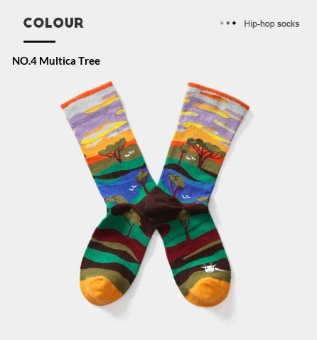 French Creative Socks Illustration Art Socks For Men And Women Couples
