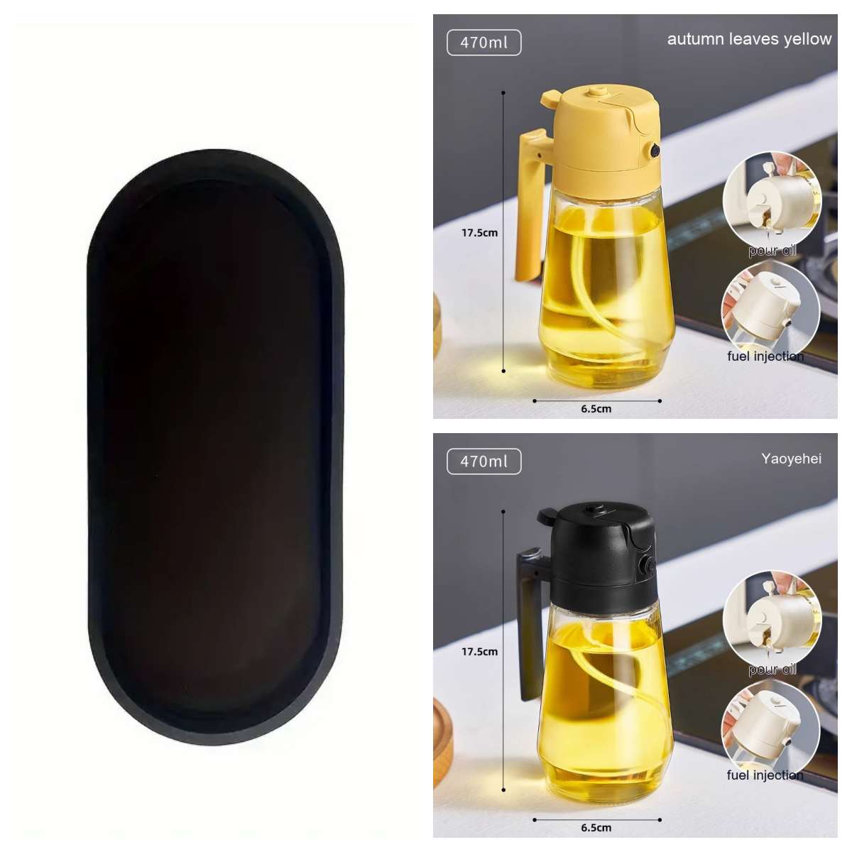 470ML Olive Oil Sprayer Dispenser For Cooking BBQ 2 In 1 Glass Oil Vinegar Soy Sauce Spray Kitchen Oil Bottle For Air Fryer