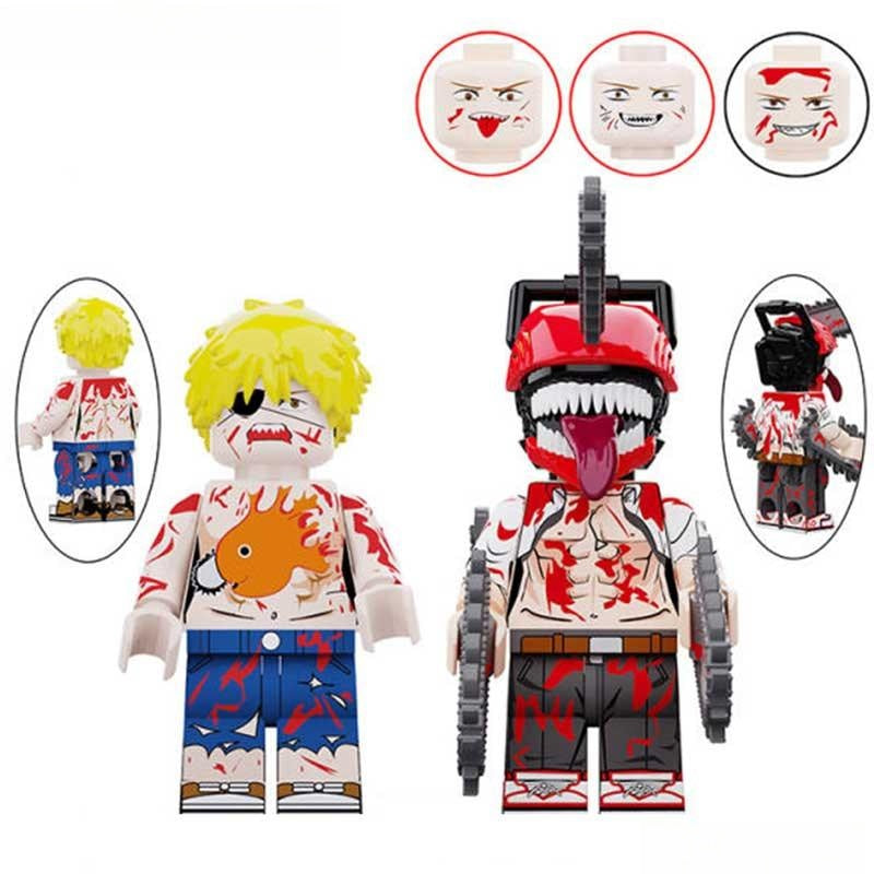 Chainsaw Man Denji Set of 2 Lego Anime Minifigures Compatible Custom Toys