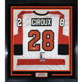 Framed Autographed/Signed Claude Giroux 35x39 Philadelphia White Hockey Jersey JSA COA