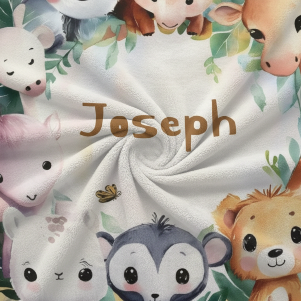 Personalized Safari Animals Blanket with Name | Custom Baby & Kids Gift