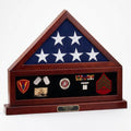 Combination Flag Display Case Shadow Box, Flag medal pedestal-Size 5'x9.5' flag