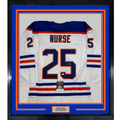 Framed Autographed/Signed Darnell Nurse 35x39 Edmonton White Hockey Jersey JSA COA