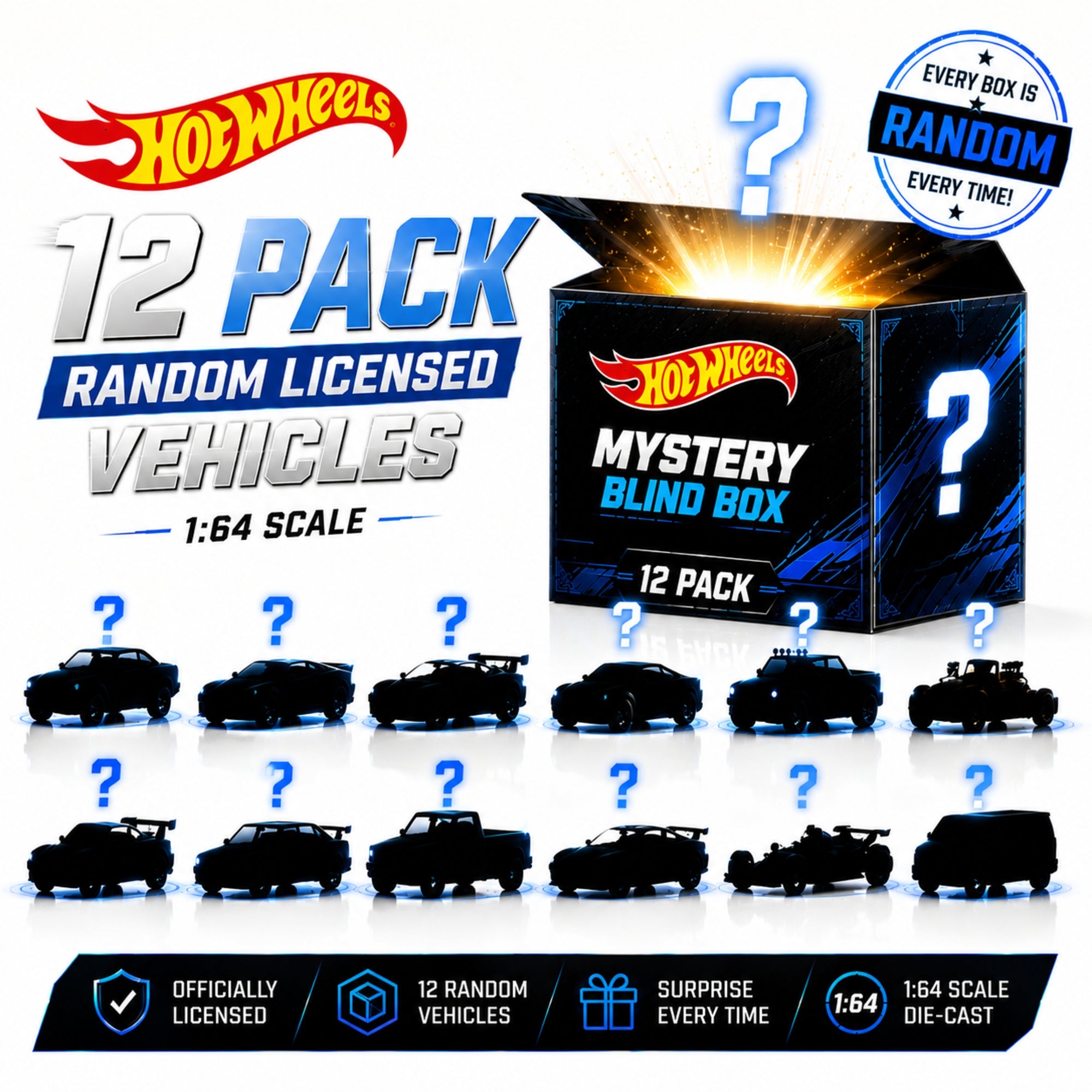 Hot Wheels Random Licensed Blind Box Case | 12 Pack