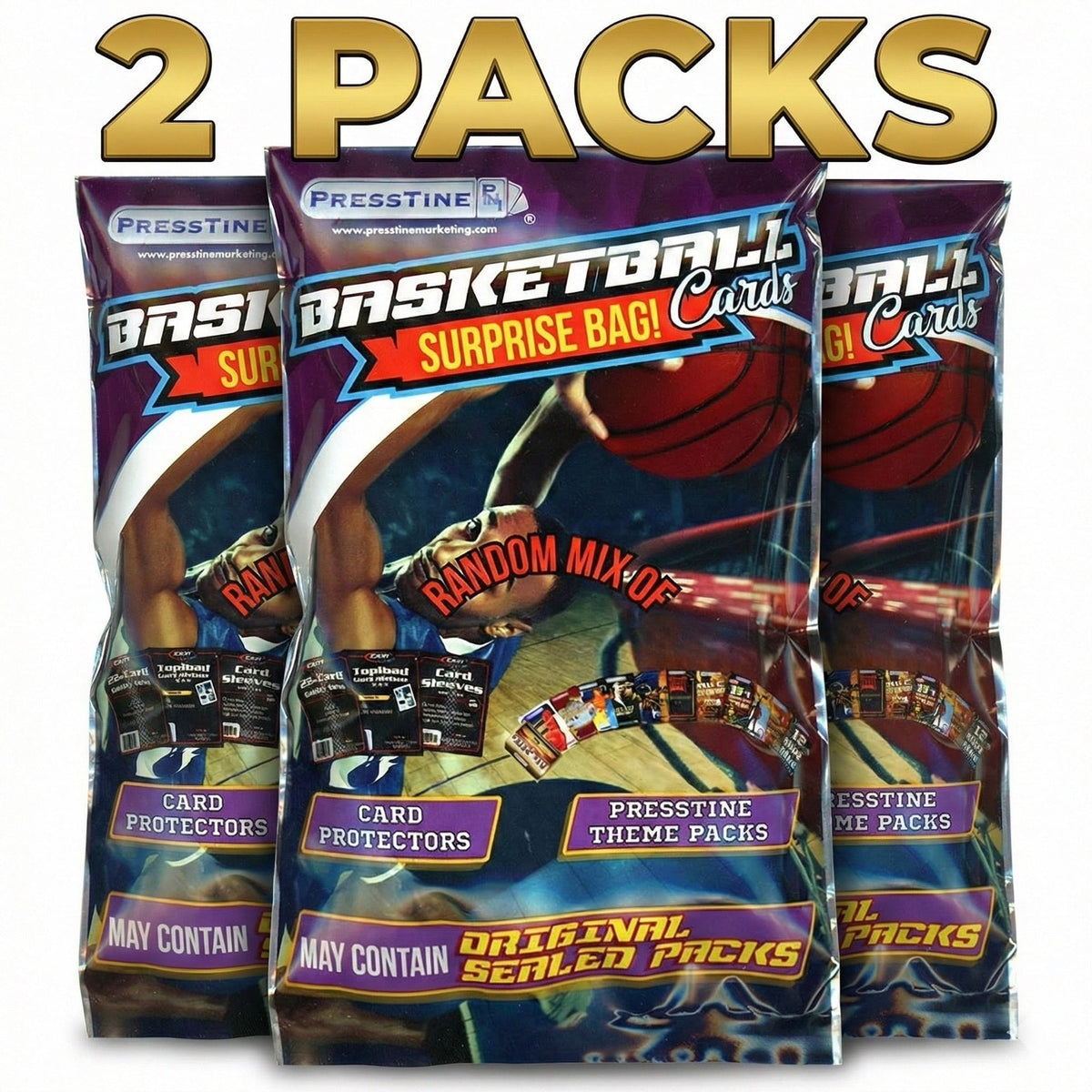 Set of 2 Presstine Basketball Trading Cards Surprise Bag