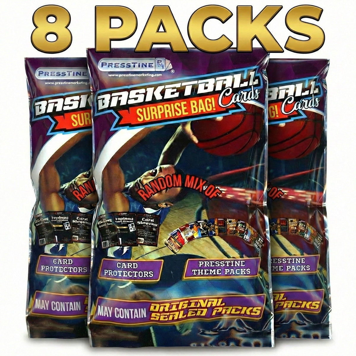 Pack of 8 Presstine Basketball Trading Cards Surprise Bag