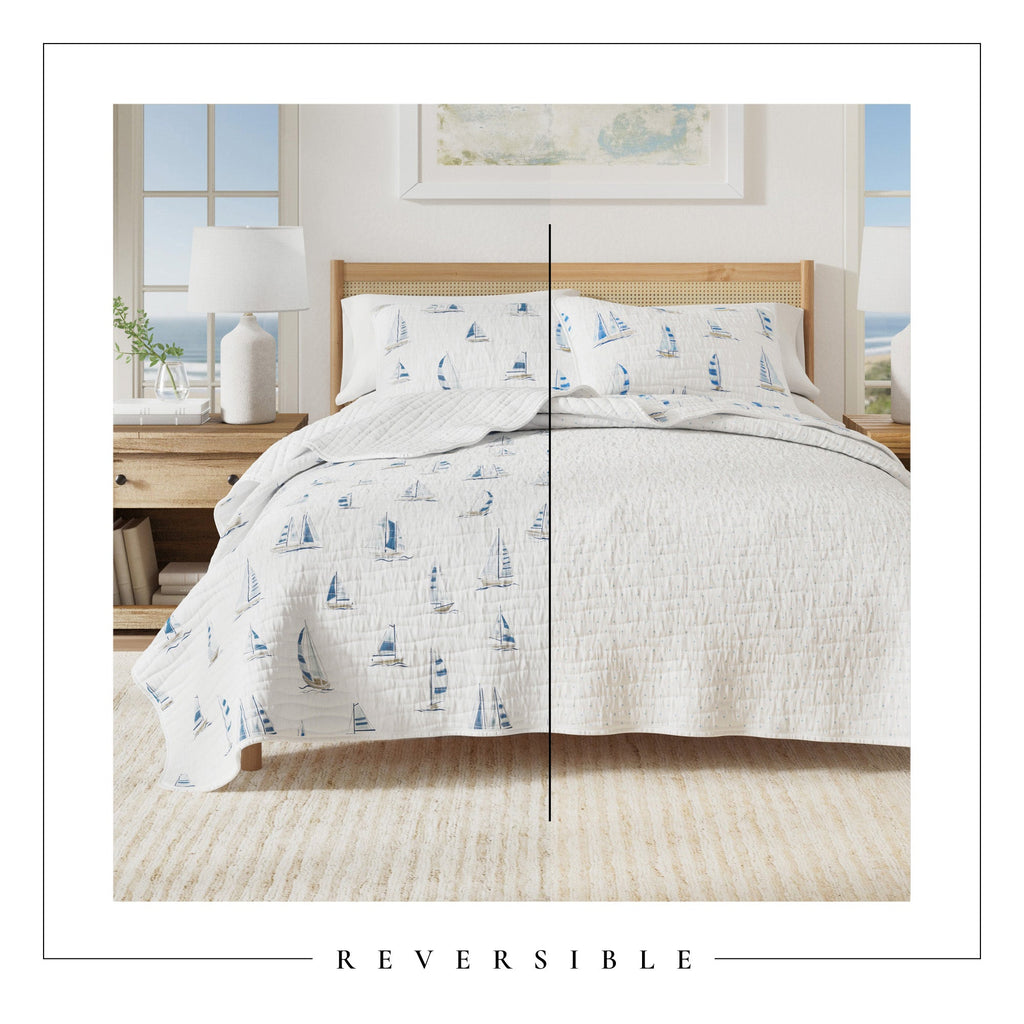 Coastal Blue Sailboat Quilt Set - Marzano Collection