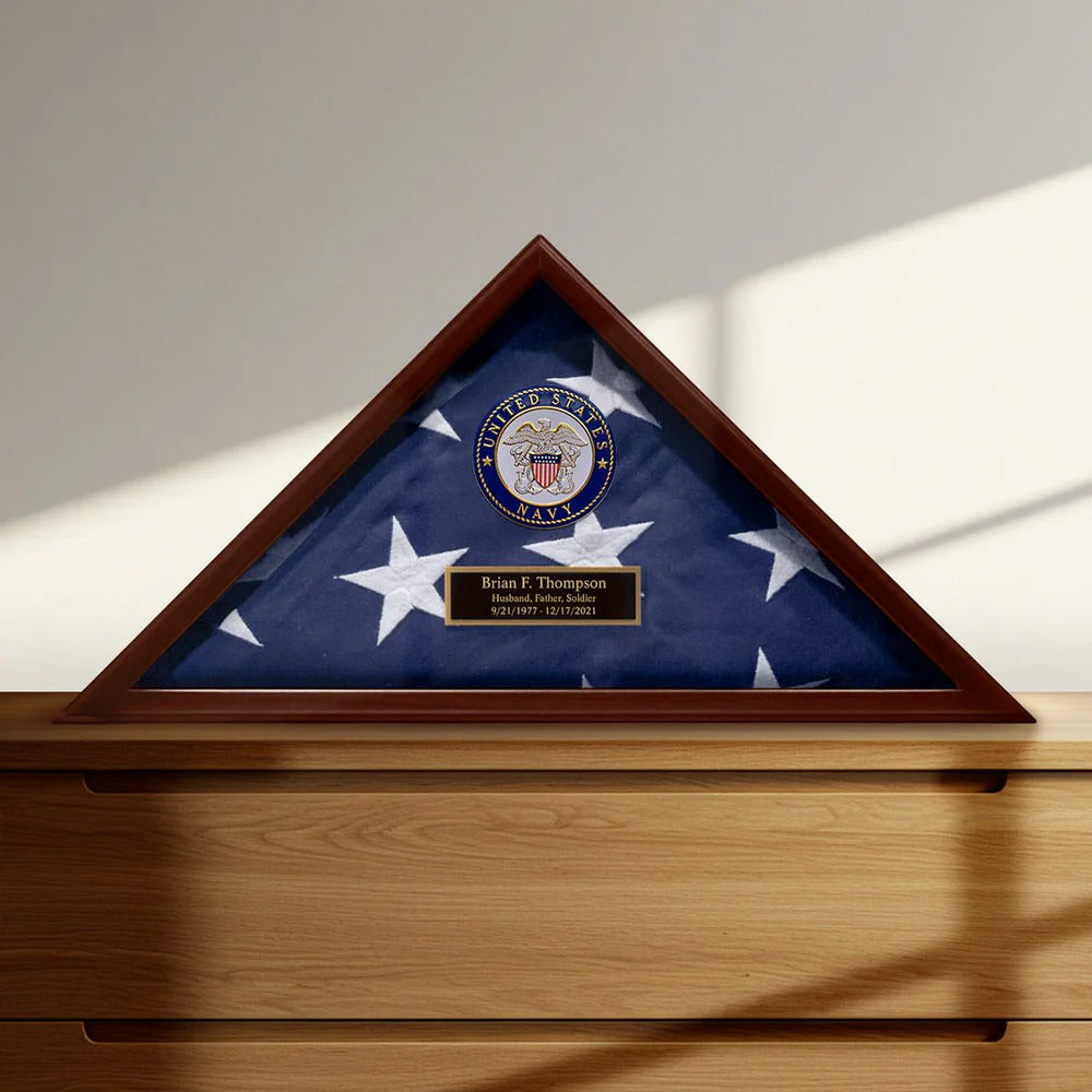 Custom Flag Case Navy Retirement Gift - Made in USA