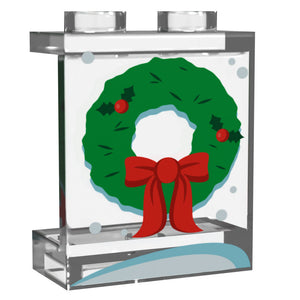Window with Christmas Wreath made using LEGO parts