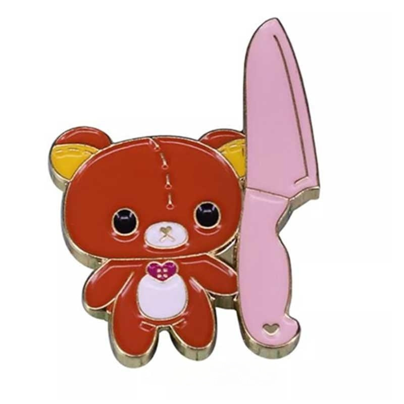 Cute Bear with Knife Meme Enamel Pins small, durable, high quality accessories