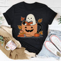 Cute Bookish Ghost In A Pumpkin Cup Tee