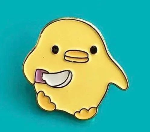 Cute Duck with Knife Meme Enamel Pins small, durable, high quality accessories