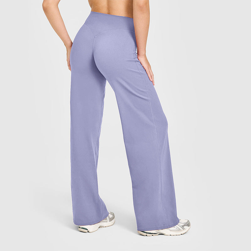 Loose Straight-leg Yoga Pants That Create A Slimming High-waisted Look