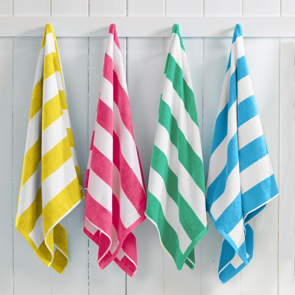 Cotton Velour Cabana Stripe Beach Towel - Novia Collection.