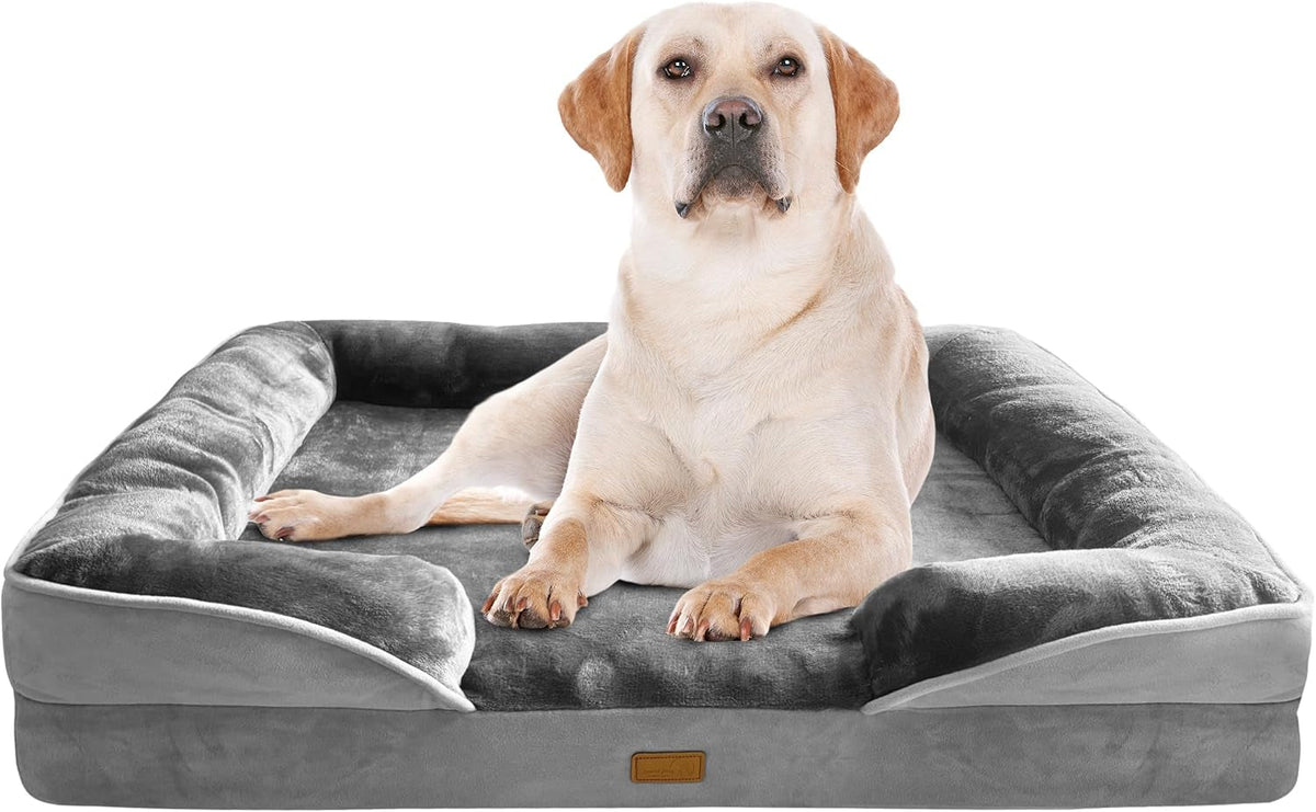 Orthopedic Dog Bed Sofa with Bolster, Washable Cover