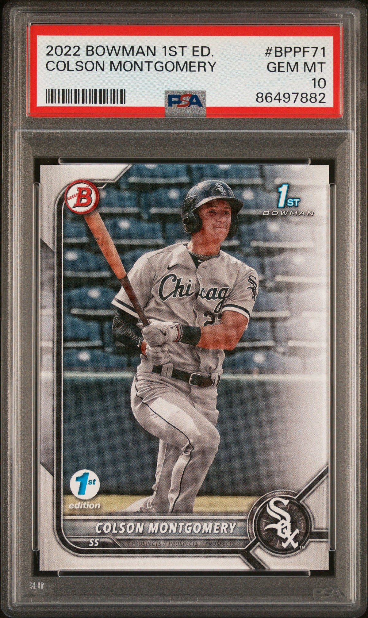 Graded 2022 Topps Bowman 1st Edition Colson Montgomery #BPPF71 Rookie RC Baseball Card PSA 10 Gem Mint