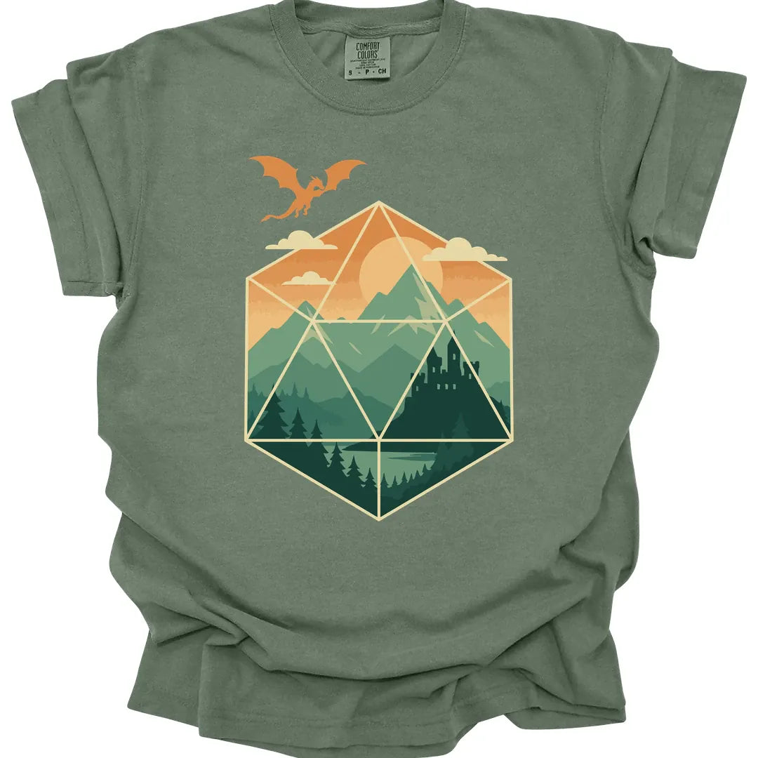 D20 Mountain Landscape T-Shirt - Comfort Colors