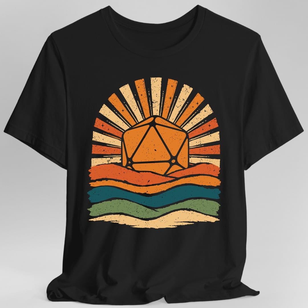 D20 Retro Groovy Sunset T-Shirt