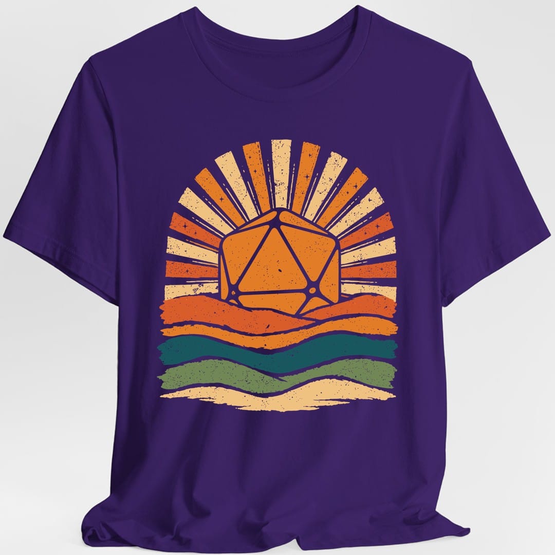 D20 Retro Groovy Sunset T-Shirt