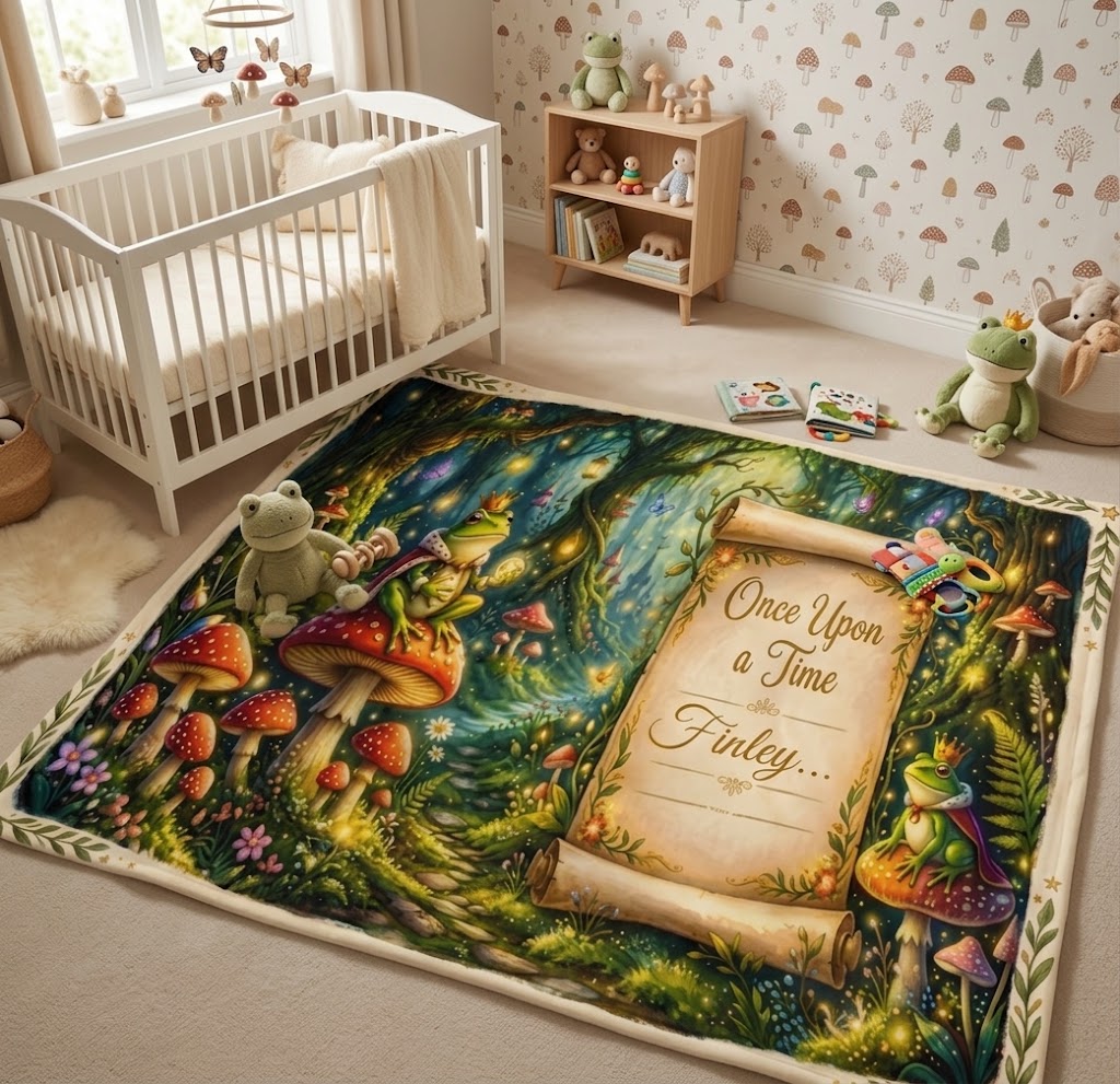 Personalized Enchanted Forest Throw Blanket | Once Upon a Time Custom Name | Magical Fairytale Gift