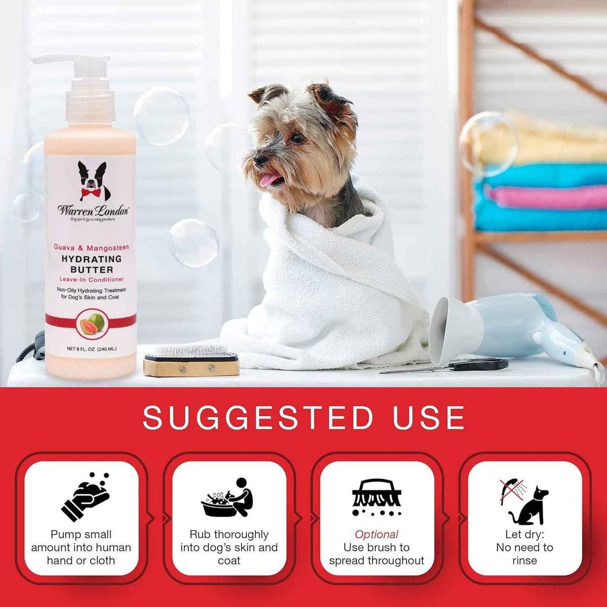 Warren London Dog Shampoo & Conditioner Combo Detangler 8oz