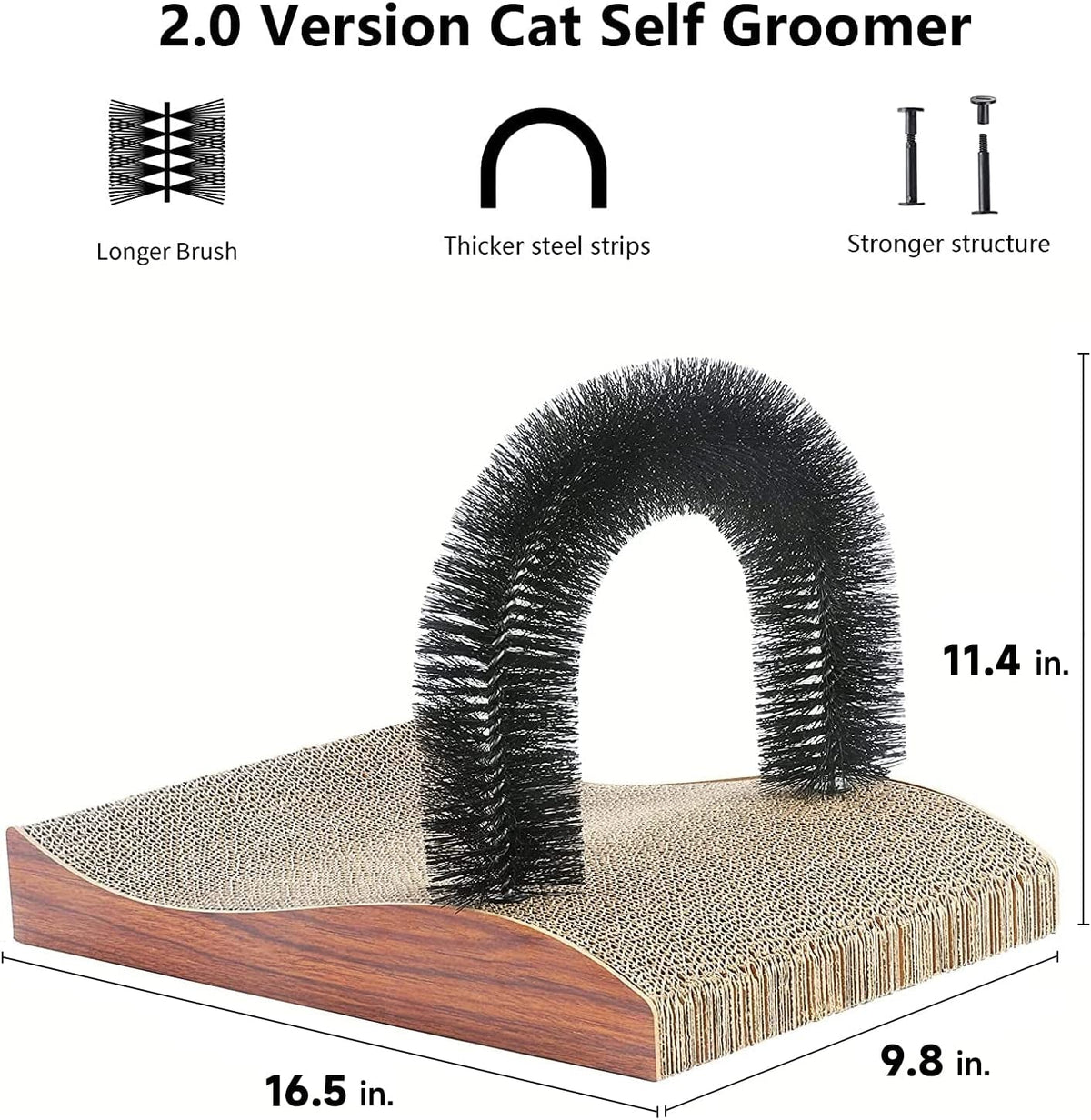 Cat Self Groomer Arch Scratcher & Massager with Scratch Pad