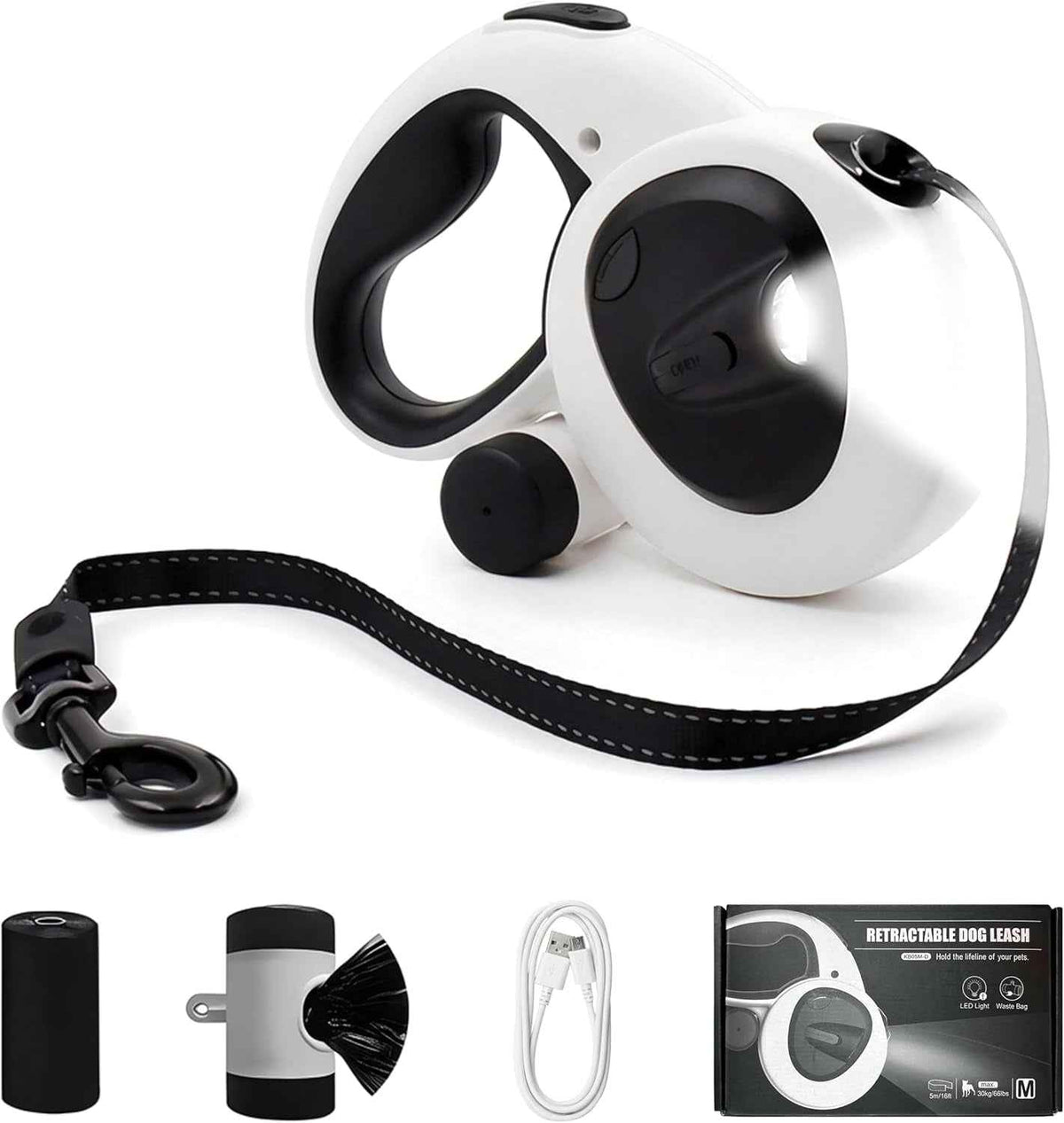 Retractable Dog Leash 16FT LED Light Heavy Duty Tangle Free