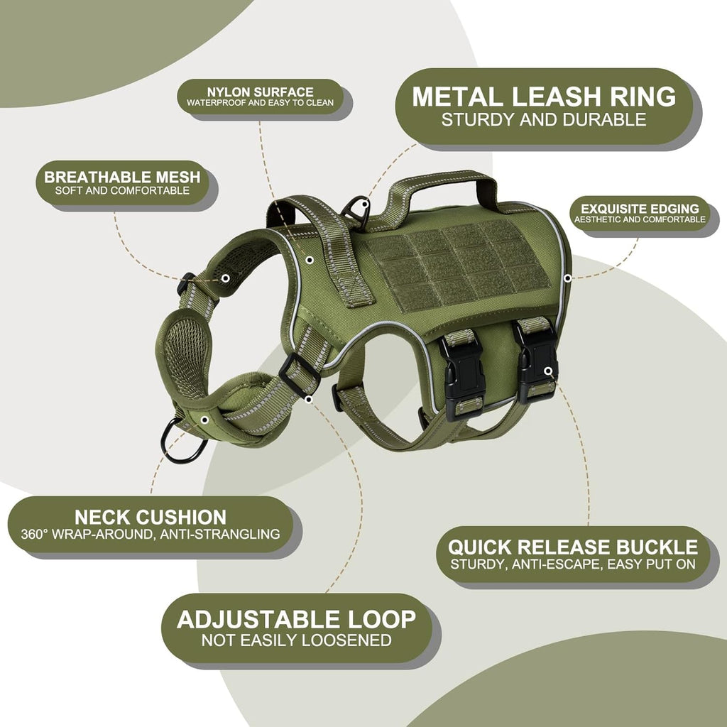 Heavy Duty No-Pull Tactical Dog Harness Molle Vest