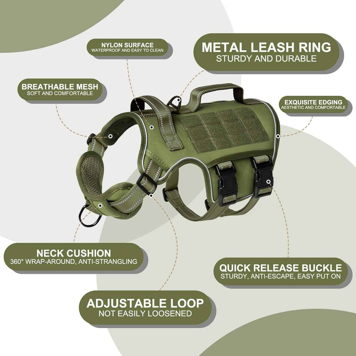 Heavy Duty No-Pull Tactical Dog Harness Molle Vest